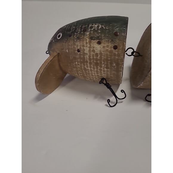 Wooden Jointed Fishing Lure Replica Display Home Decor 8" Green Taupe - Picture 7 of 11